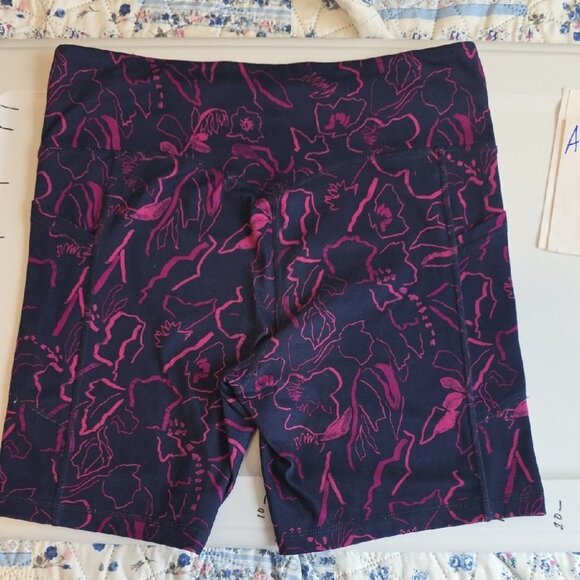Avia Women's Floral Bike Shorts - Purple and Pink - Picture 2 of 5